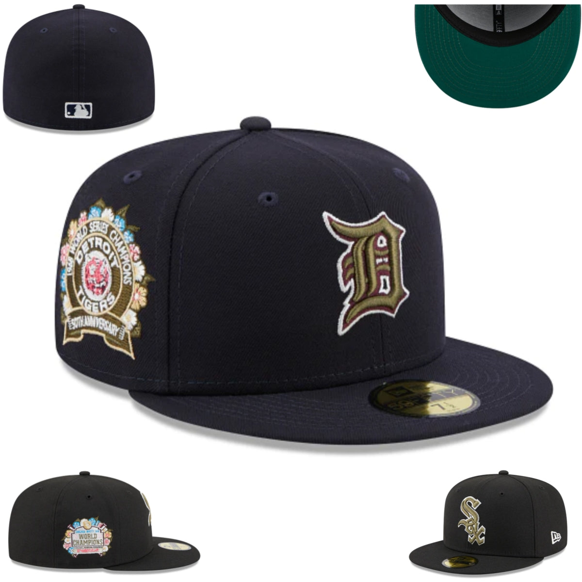 Detroit Tigers 25th Anniversary World Champions Navy Fitted Cap — view 1