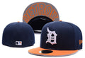 Detroit Tigers Navy and Orange Fitted Hat with DETROIT Undervisor Design — view 1