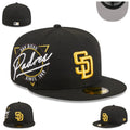 San Diego Padres Black and Gold Fitted Hat with Signature Design — view 1