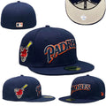 San Diego Padres Navy Fitted Hat with Classic Embroidery — view 1