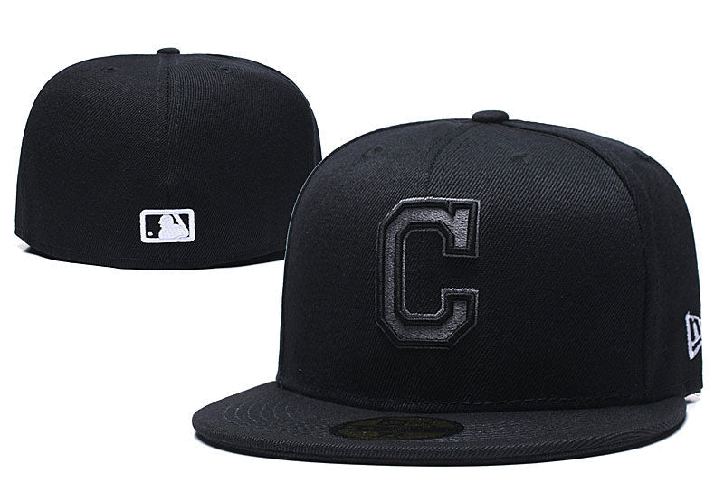 Cleveland Guardians Black Fitted Hat with Minimalist Monochrome Design — view 1