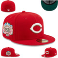Cincinnati Reds 150th Anniversary Red Fitted Hat with Embroidered Patch — view 1