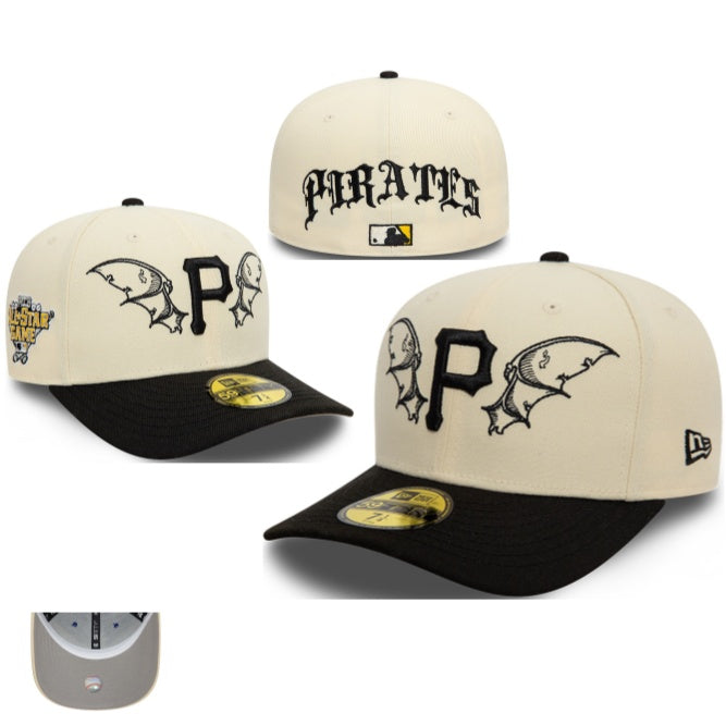 Pirates MLB All-Star Game Black & Cream Fitted Cap with Gothic Lettering — view 1