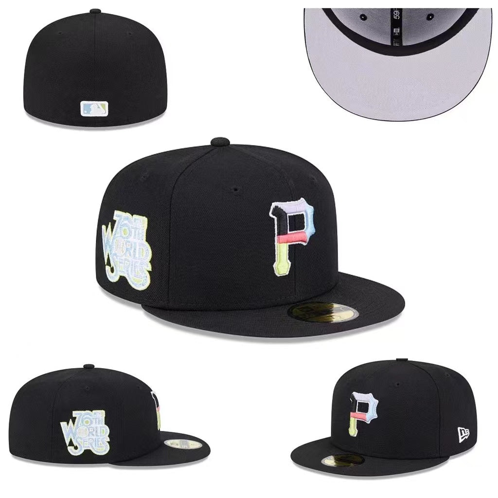 Pirates Retro World Series Fitted Cap with Multicolor Logo Design — view 1