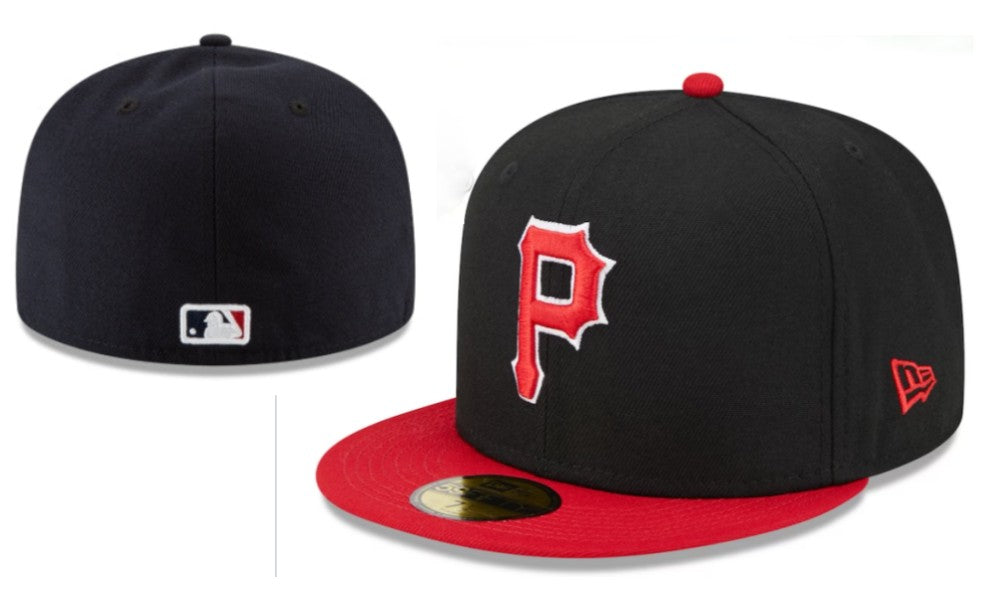 Pittsburgh Pirates Black and Red Fitted Cap with Bold Embroidery — view 1