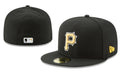 Pittsburgh Pirates Black Fitted Hat with Classic Yellow Logo and MLB Detailing — view 1