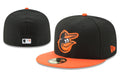 Baltimore Orioles Black and Orange Fitted Hat with Iconic Bird Logo — view 1
