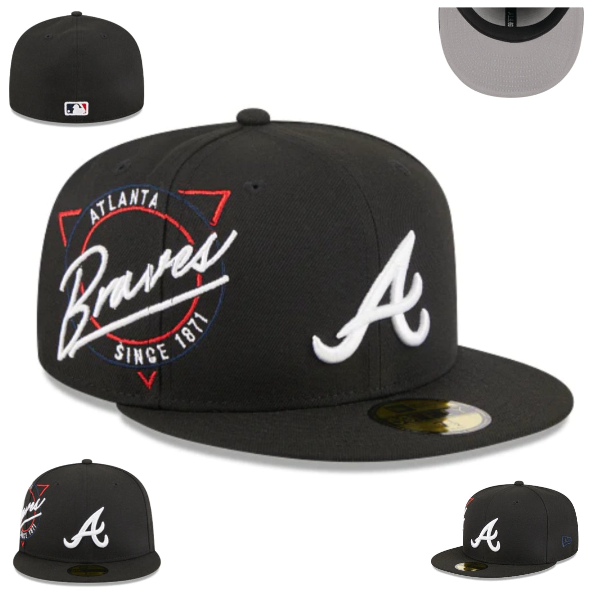 Atlanta Braves Fitted Hat – Black with Team Logo and ‘Since 1871’ Embroidery — view 1