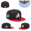 Atlanta Braves 2021 World Series Black and Red Fitted Cap with Sky Blue Undervisor — view 1