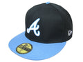 Atlanta Braves Black and Light Blue Fitted Hat with Stylish Embroidered Logo — view 1