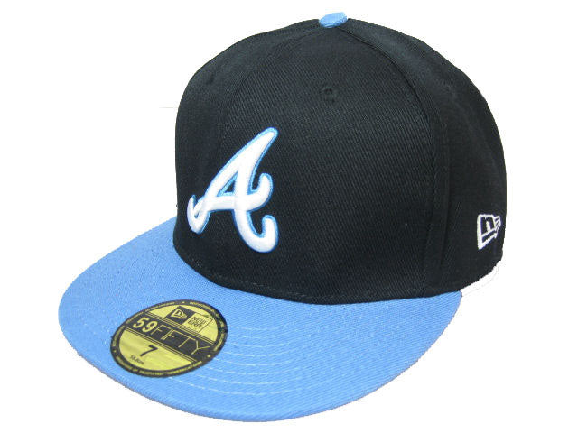 Atlanta Braves Black and Light Blue Fitted Hat with Stylish Embroidered Logo — view 1