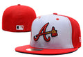 Atlanta Braves Red and White Fitted Hat with Bold Logo Design — view 1