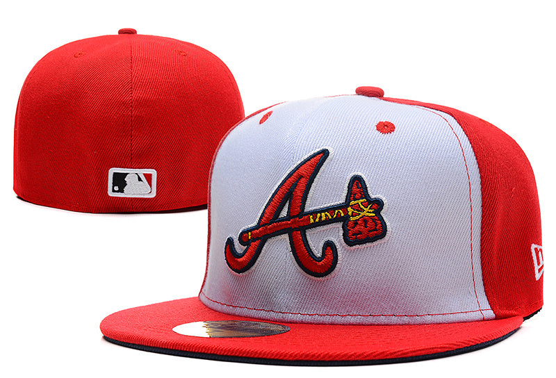 Atlanta Braves Red and White Fitted Hat with Bold Logo Design — view 1
