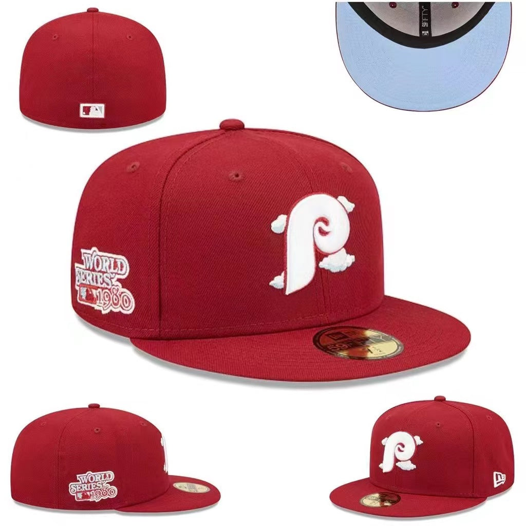 Philadelphia Phillies 1980 World Series Maroon Fitted Hat with Cloud Logo — view 1