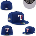 Texas Rangers 2023 World Series Royal Blue Fitted Hat with Official Patch — view 1