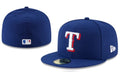 Texas Rangers Royal Blue Fitted Hat with Team Logo — view 1