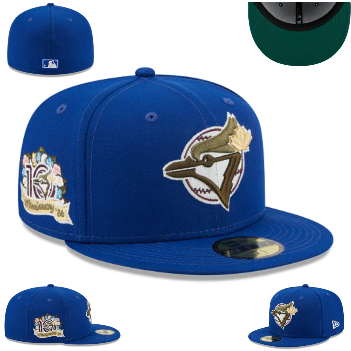 Toronto Blue Jays Royal Blue Fitted Hat with Anniversary Patch and Baseball Logo — view 1