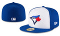 Toronto Blue Jays White and Royal Blue Fitted Hat with Team Logo — view 1
