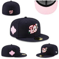 Washington Nationals Floral Black Fitted Hat with Pink Undervisor — view 1