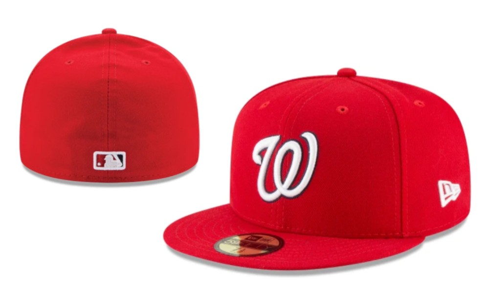 Washington Nationals Official Red Fitted Hat with Embroidered Team Logo and MLB Branding — view 1