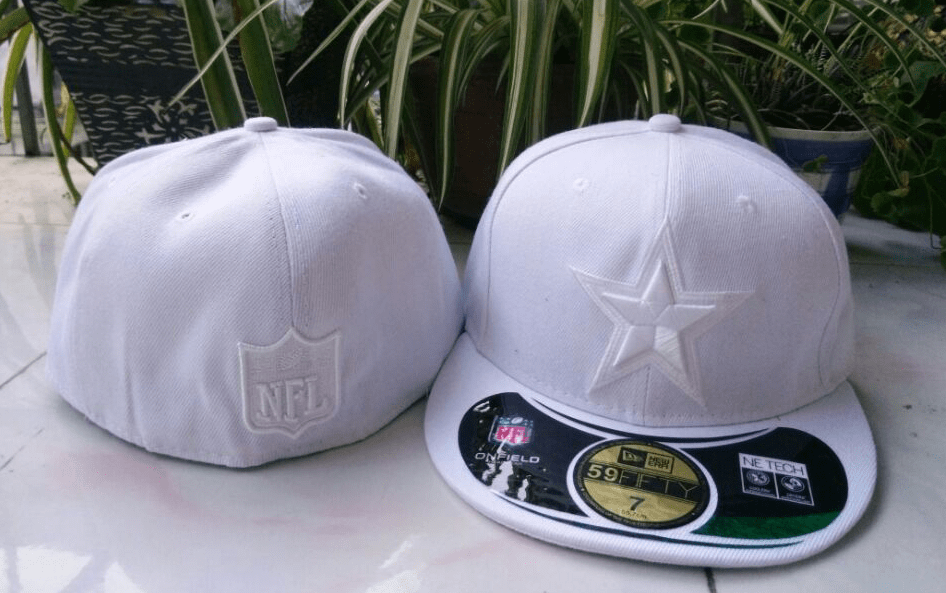 Dallas Cowboys White Fitted Hat with Embroidered Star and NFL Logos — view 1