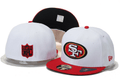 49ers White Snapback Hat with Red Brim and NFL Logo — view 1