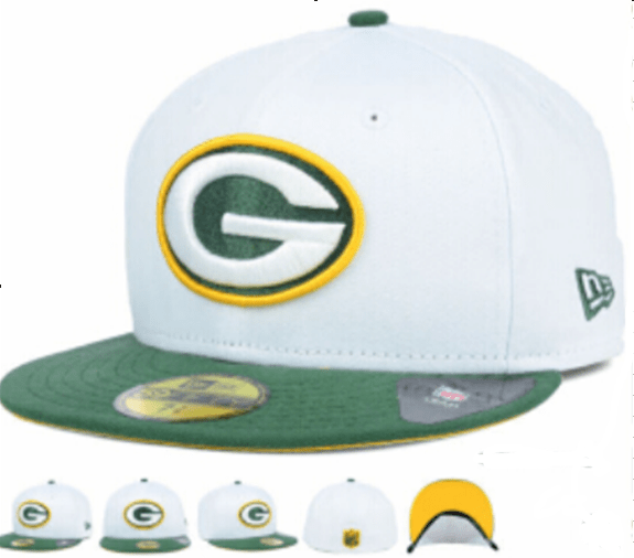 Green Bay Packers White and Green NFL Snapback Hat with Iconic Team Logo — view 1