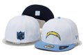 Los Angeles Chargers White and Blue Snapback Hat with Embroidered Lightning Logo — view 1