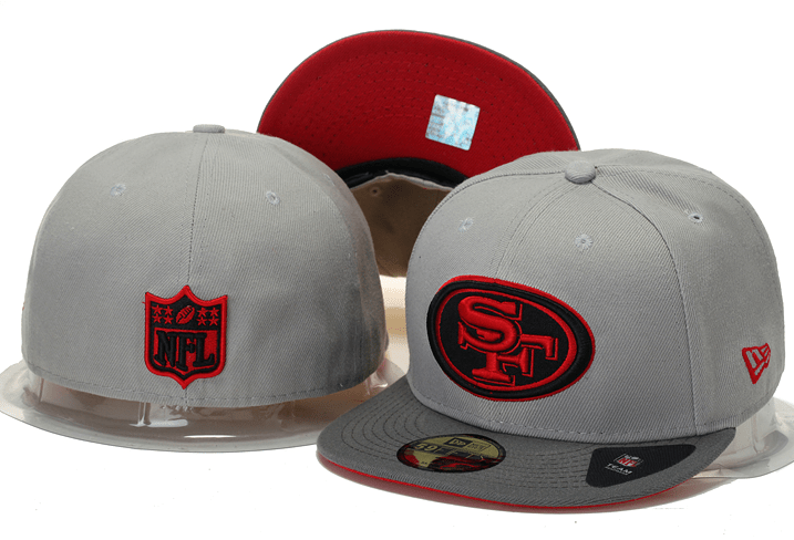 San Francisco 49ers Gray and Red Snapback Hat with Embroidered Logo — view 1