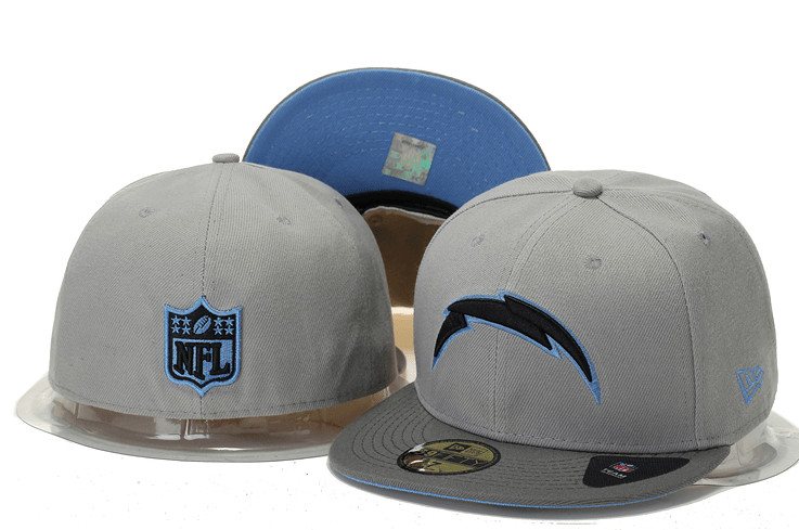Los Angeles Chargers Gray and Blue Snapback Hat with Embroidered Lightning Bolt Logo — view 1