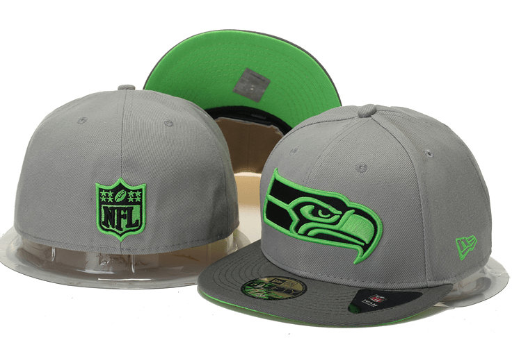 Seattle Seahawks Gray and Neon Green Embroidered Logo Snapback Hat — view 1
