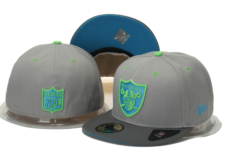 Oakland Raiders Gray and Neon Green Embroidered Logo Snapback Hat — view 1