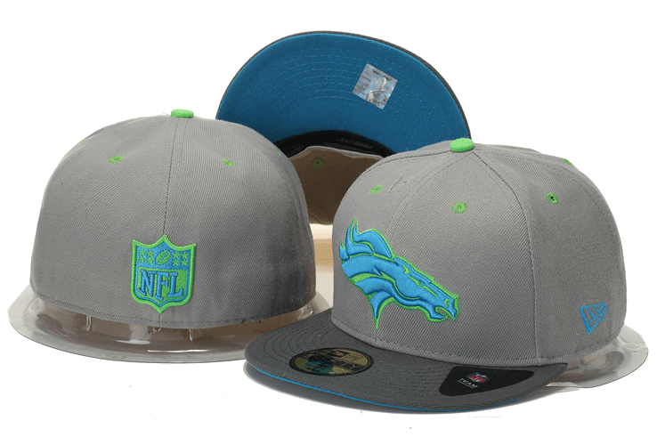 Denver Broncos Gray and Neon Blue Embroidered Logo Snapback Hat — view 1