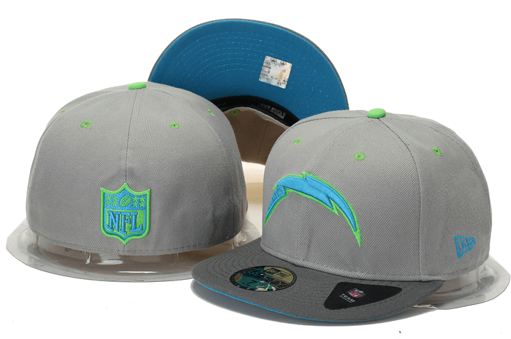 NFL Los Angeles Chargers Gray & Neon Green Fitted Hat – Premium Design — view 1