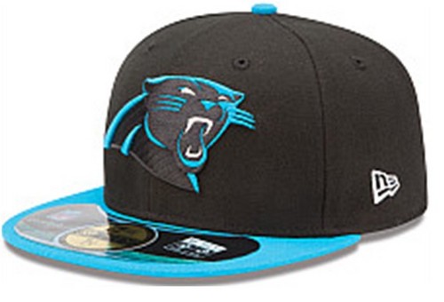 Carolina Panthers NFL Fitted Hat with Blue Brim – Black and Blue — view 1