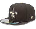 New Orleans Saints Snapback Hat with Embroidered Fleur-de-Lis Logo – Black and Gold — view 1