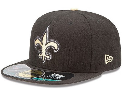 New Orleans Saints Snapback Hat with Embroidered Fleur-de-Lis Logo – Black and Gold — view 1