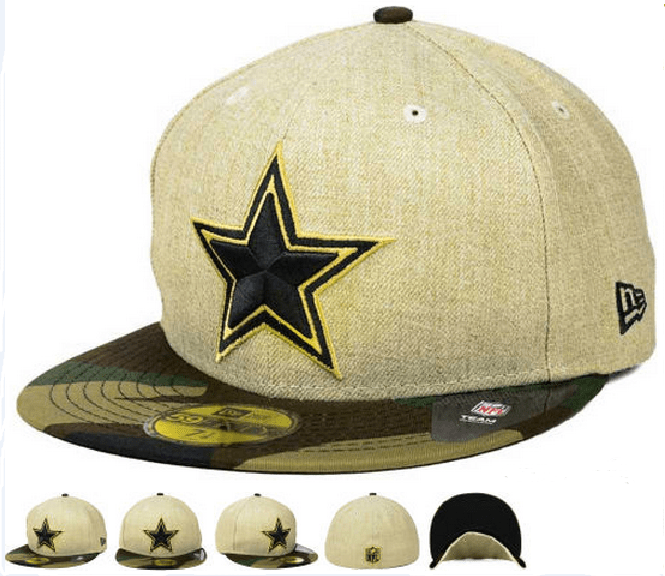 Dallas Cowboys Star Logo Fitted Hat with Camouflage Brim – Khaki and Camo — view 1