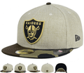 Las Vegas Raiders Fitted Hat with Gold Logo and Camouflage Brim – Khaki and Camo — view 1