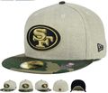 San Francisco 49ers Fitted Hat with Gold Logo and Camouflage Brim – Khaki and Camo — view 1