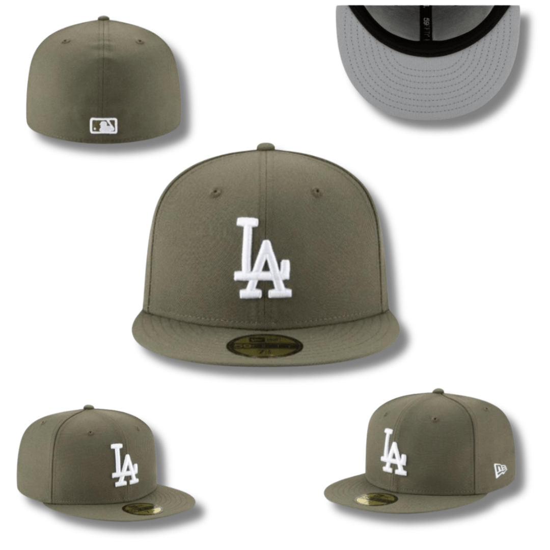 Los Angeles Dodgers Fitted Hat with Classic White Logo – Olive Green — view 1
