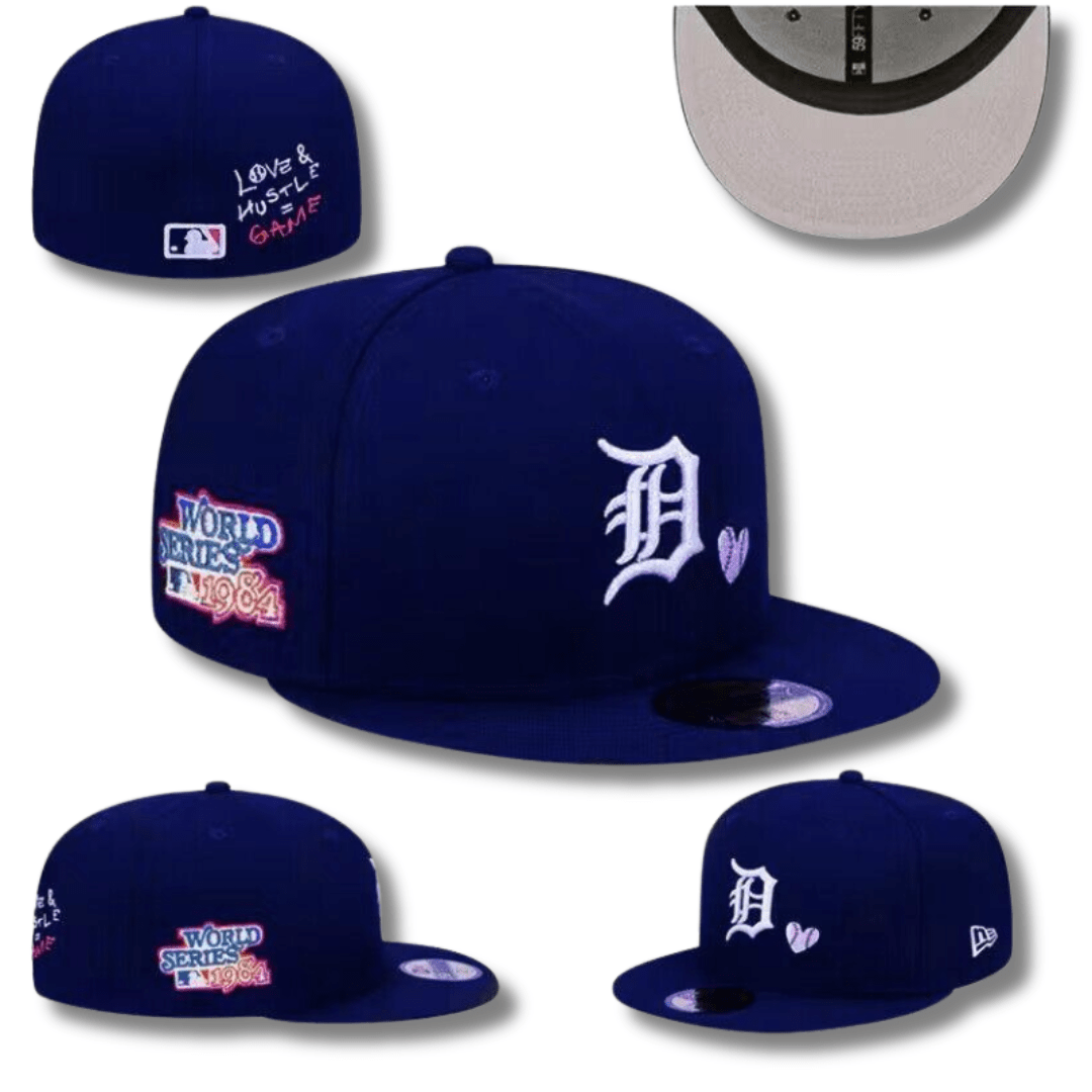 Detroit Tigers World Series Fitted Hat with Embroidered Logo and Side Patches – Navy Blue — view 1