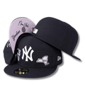 New York Yankees Fitted Hat with Embroidered Logo and Side Patches – Black — view 1