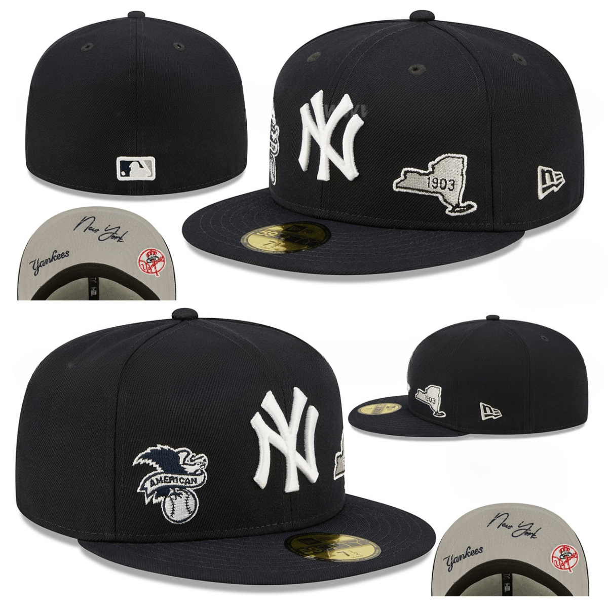 New York Yankees Commemorative Fitted Hat with Side Patches – Black — view 1