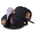 Los Angeles Dodgers Fitted Hat with 60th Anniversary Patch and Purple-Gold Accents – Black — view 1