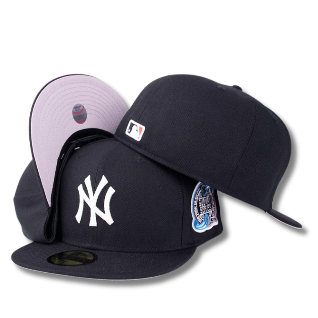New York Yankees Subway Series Fitted Hat with Lavender Undervisor – Navy Blue — view 1