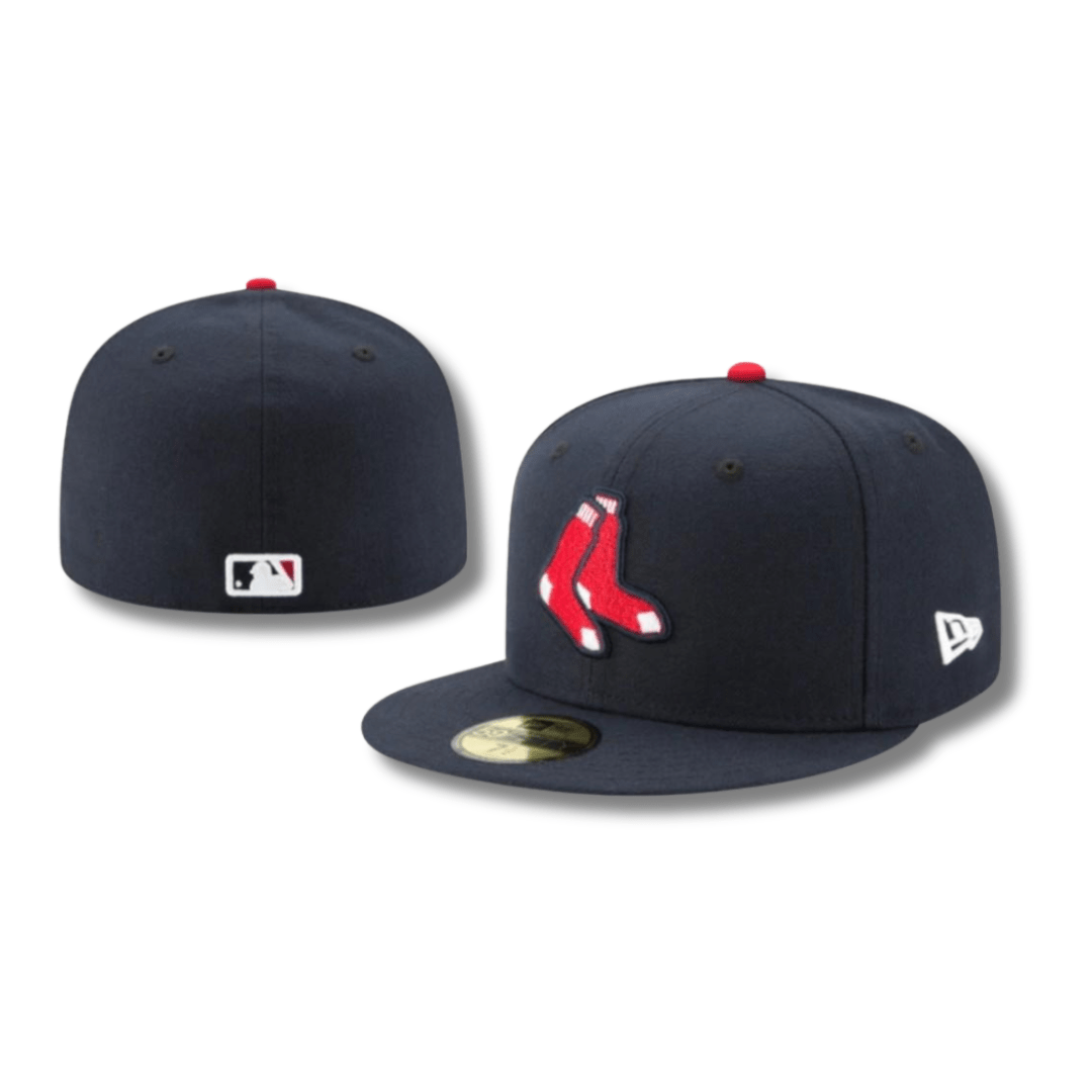Boston Red Sox Fitted Hat with Classic Red Socks Logo – Navy Blue — view 1