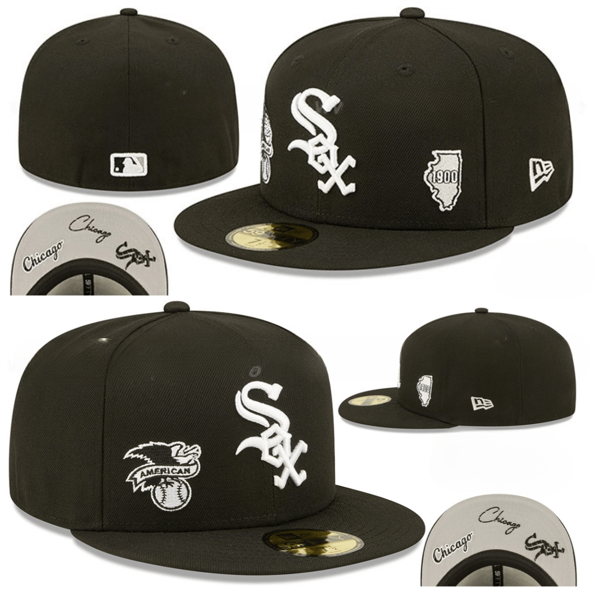 Chicago White Sox 1900 Commemorative Fitted Hat – Black — view 1