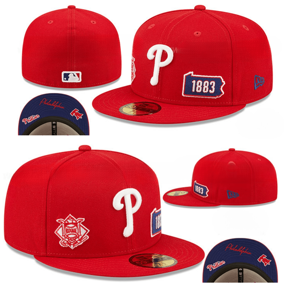 Philadelphia Phillies 1883 Commemorative Fitted Hat – Red — view 1
