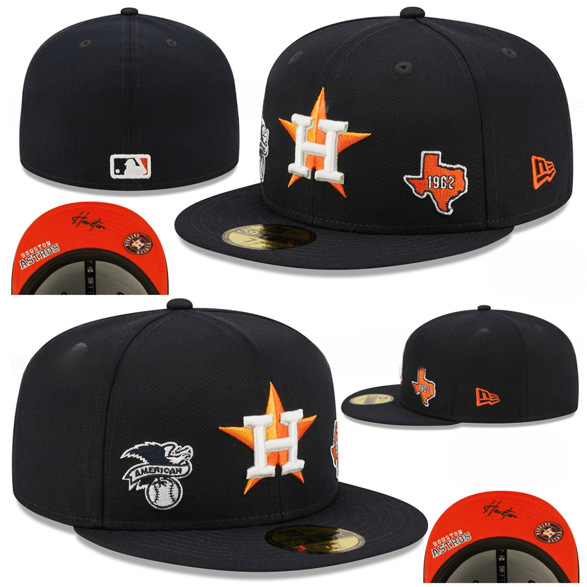 Houston Astros Texas Heritage Fitted Hat – Black & Orange — view 1
